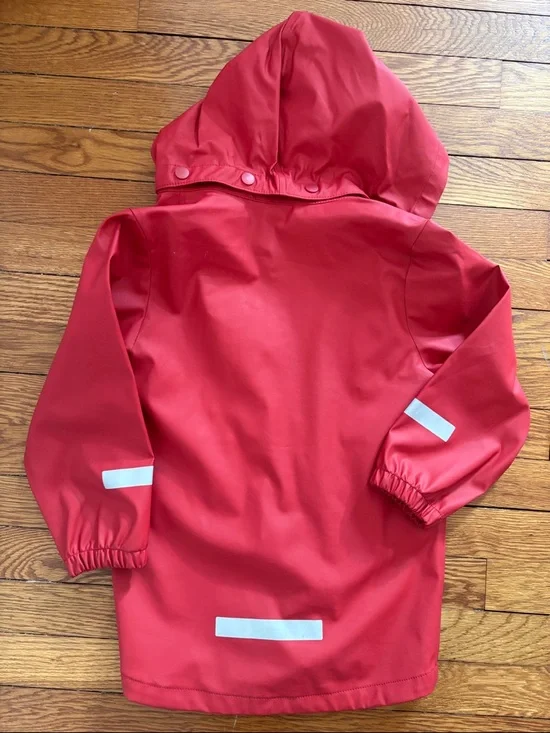H&M Red Kids Hooded Raincoat with Reflective Accents - Picture 5 of 5